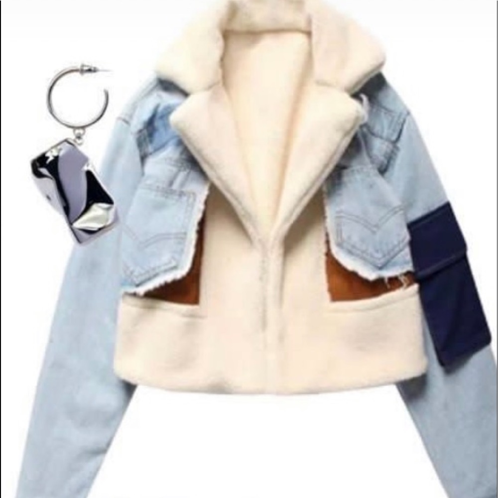 Cedelar fur/ denim jacket
